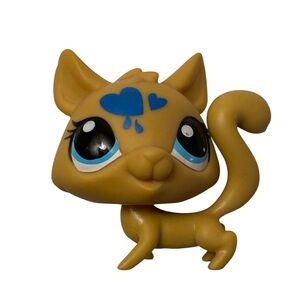 LPS #46903 Tan Cat with Blue Hearts | Authentic Hasbro Littlest Pet Shop